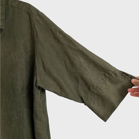 Croft & Barrow Button Up Faux Suede Shirt Jacket Women's Sz 3X Embroidered Green - Picture 6 of 16